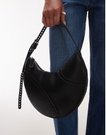 round stitch front bag in black