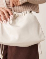drawstring crossbody bag in off white