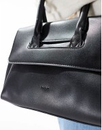 PASQ flap over grab bag with crossbody strap in black