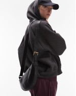 Premium Half Moon leather crossbody bag in black