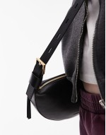 Premium Half Moon leather crossbody bag in black