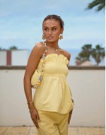 x Misha Grimes flower and pearl charm shoulder bag in yellow
