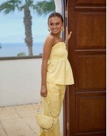 x Misha Grimes flower and pearl charm shoulder bag in yellow
