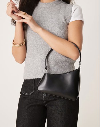 Durable asymmetric shoulder bag in black