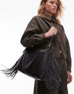 Edbury suede fringe shoulder bag in black