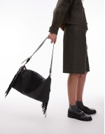Edbury suede fringe shoulder bag in black