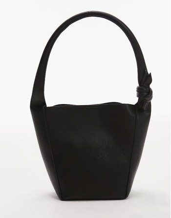 Skye shoulder bucket bag with knotted handle in black