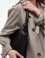 Skye shoulder bucket bag with knotted handle in black