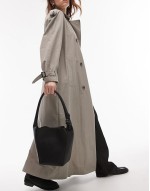 Skye shoulder bucket bag with knotted handle in black