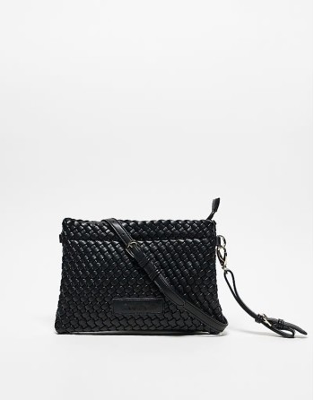 Valentino shantel woven clutch bag with crossbody strap in black
