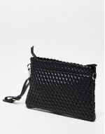 Valentino shantel woven clutch bag with crossbody strap in black