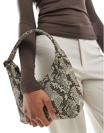 mini nylon shoulder bag in snake print