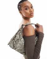 mini nylon shoulder bag in snake print