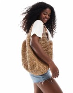 raffia shoulder bag in beige