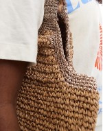 raffia shoulder bag in beige