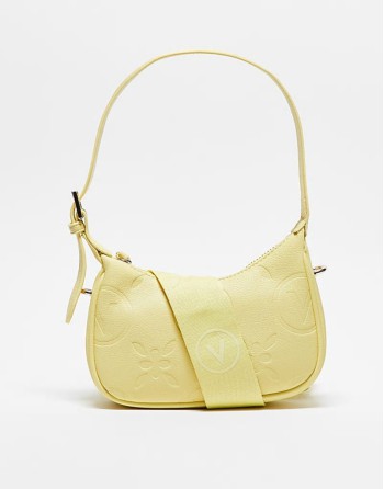 Valentino samba embossed logo shoulder bag with crossbody strap in  yellow