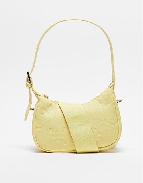 Valentino samba embossed logo shoulder bag with crossbody strap in  yellow