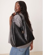 slouch clasp detail large tote bag in black