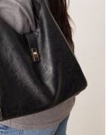 slouch clasp detail large tote bag in black