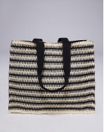 straw tote bag in mono stripe