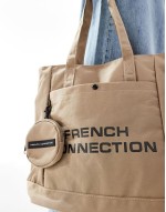 shopper tote bag with coin purse in stone