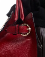 double buckle side detail tote bag in red