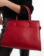 double buckle side detail tote bag in red