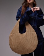 Scarlett straw bag with metal handle in natural