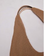 Scarlett straw bag with metal handle in natural