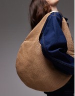 Scarlett straw bag with metal handle in natural