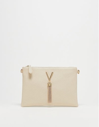 Valentino divina clutch bag in cream and gold