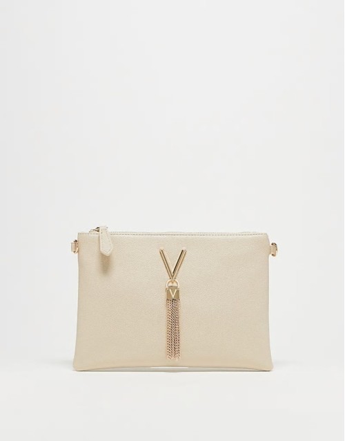 Valentino divina clutch bag in cream and gold