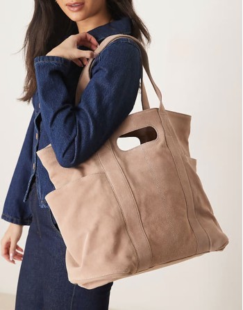 caravan suede tote in sand