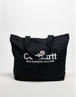 canvas graphic tote in black