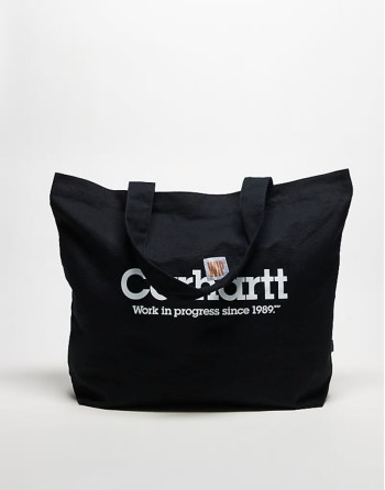 canvas graphic tote in black