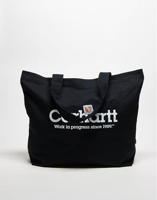 canvas graphic tote in black