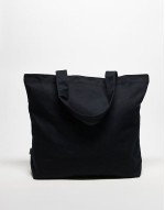 canvas graphic tote in black