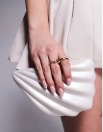 shell clutch bag in cream