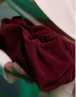 Premium suede cloud clutch bag in burgundy
