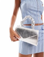 crinkle grab bag in silver