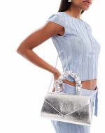crinkle grab bag in silver